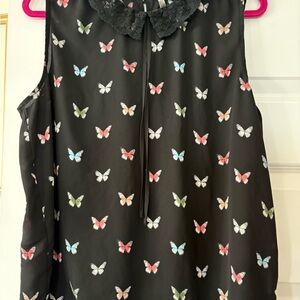 LC Lauren Conrad Black Butterfly Blouse